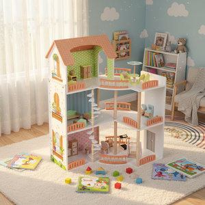 <span class=keywords><strong>Maison</strong></span> de poupée en bois en forme de L - Château de princesse - Villa d'angle pour enfants - Grande <span class=keywords><strong>maison</strong></span> de poupée écologique pour jeu d'imitation - Cadeau - Product Image 6