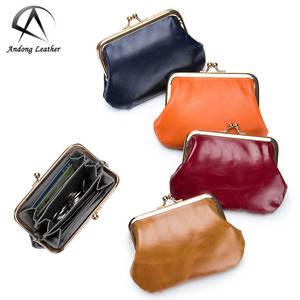 Portefeuille court en cuir Andong pour femmes, cuir de vache véritable, mode féminine, couleur bonbon, porte-monnaie à fermoir, mini sac de rangement 2021 - Product Image 1