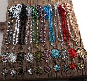 אופנה נשים מתנה Boho תכשיטי סט זכוכית ארוך מסוקס מתכת ריינסטון פייב זרוק קריסטל זכוכית חרוזים שרשרת עגיל סט - Product Image 2