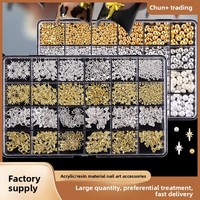 Kit de Décorations 3D pour Ongles en Gros : Perles Mixtes, Perles Métalliques, Strass et Breloques pour Manucure DIY et Salons