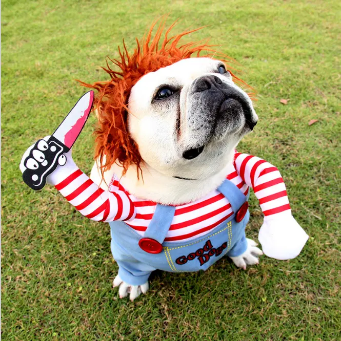 Костюм для собаки, Забавный костюм для домашнего питомца Чаки, одежда для собаки Чаки, игрушечная кукла с ножом, костюм для домашнего питомца