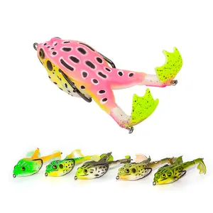 90mm 13.7g haute qualité MF01 Silicone souple grenouille leurre sans mauvaises herbes réaliste grenouille jambes crochets barbelé grenouille flottante appât