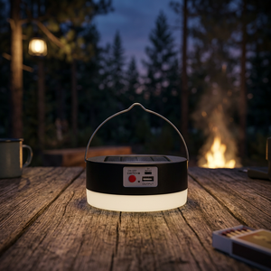 LED Solar Integrated <b>Rechargeable</b> Portable Camping <b>Lamp</b> ABS DC6V 100W USB/Solar Charging Lithium Battery 2400mAh 3 Dimmable - Product Image 4