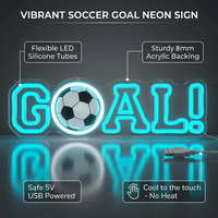 Enseigne néon LED personnalisable et dimmable en forme de but de football, alimentée par USB, décoration murale en forme de ballon de football pour bar sportif et pub