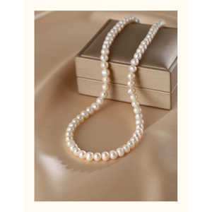 Collier de perles d'eau douce naturelles pour femmes WENCHI, boucle à 8 caractères, chaîne de pull, 450g - Product Image 1