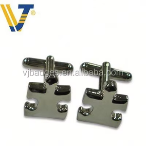 Boutons de <span class=keywords><strong>manchette</strong></span> écologiques en alliage de cuivre français, thème sensibilisation à l'autisme, ton argenté, motif puzzle, pour chemise <span class=keywords><strong>homme</strong></span> - Product Image 6