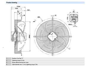 Ventilador axial AC ebm-papst S4E350-AP06-43 para ventilación HVAC, enfriamiento de condensadores, flujo de aire industrial, alta eficiencia y durabilidad. - Product Image 4