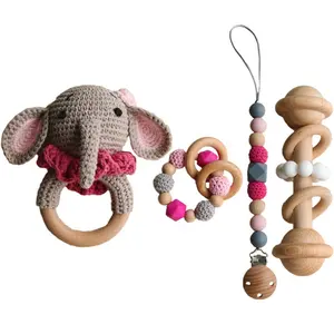 Dynamica Nieuwe Natuurlijke Baby Knuffel Rammelaar Olifant Gehaakte Rammelaar Katoenen Speelgoed Cadeau Set Voor Pasgeboren Baby 'S Kind Speelgoed