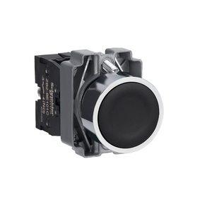 Xb2ba21c công tắc nút kim loại màu đen mới nguyên bản 22mm Đường kính đầu phẳng 1NO lò xo trở lại IP65 1NO - Product Image 2