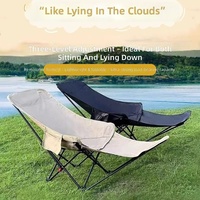 Chaise lune pliante en acier au carbone style glamping pour l'extérieur, siège de camping, de bureau, de repos et de sommeil, pour la plage, la pêche et les pauses déjeuner, pour la vente en gros