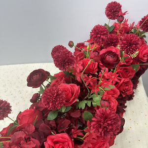 Customization Wedding centerpiece <b>Decoration</b> Red Silk Artificial <b>Flower</b> Garland Arch Wholesale Table <b>Flower</b> Runner for Event - Product Image 4