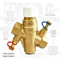 Katup Kontrol Tekanan Independen PICV Hemat Energi Air Listrik untuk Sistem HVAC 0~110 ℃   Suhu Operasi, Tekanan PN16 PN25