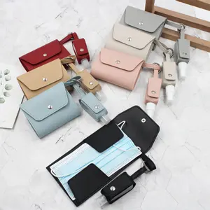 In Stock Leather Face Mas k Storage Case Hot Sale Masking Holder Bag Hand Sanitizer Keychain Masked Organizer Promotion Gifts