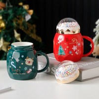 Ensemble de tasses en céramique de Noël avec logo personnalisé, motif Père Noël, pour cadeau
