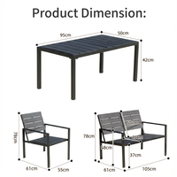 Table de repas d'extérieur Meiqi, plateau moulé par soufflage résistant aux intempéries, structure en alliage d'aluminium, design moderne, empilable pour terrasse