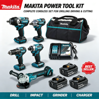 Ensemble d'outils sans fil Makita 18V 5Ah avec batterie au lithium, 9 en 1, multifonctionnel, ensemble complet d'outils électriques à batterie au lithium