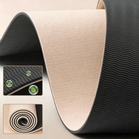 Tapis de yoga TPE de 6 mm, beige, bicolore, style étroit, logo personnalisé, amortissement résistant, protection des articulations