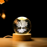 Lampe LED gravée du système solaire dans une boule de cristal, veilleuse solaire pour la maison, cadeau de collection