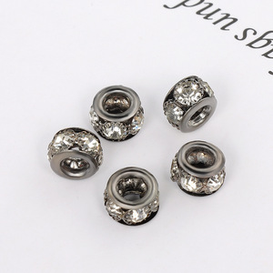 12mm 15mm DIY joyería Metal agujero grande cuentas diamantes de imitación Junta hueca cuentas listas - Product Image 6