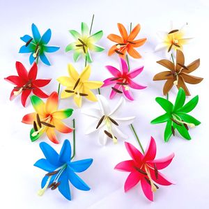 Nouvelles fleurs artificielles imprimées multicolores de 10 cm en forme de lys pour cheveux, accessoires pour femmes, fête hawaïenne - Product Image 1