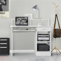 Bureau d'ordinateur compact à domicile, lignes élégantes et nettes, table d'ordinateur de bureau au fini en bois lisse