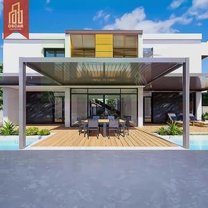 Tùy chỉnh không thấm nước louvered nhôm arches pergolas RGB đèn Led ngoài trời sân vườn có thể thu vào pergola - Product Image 1