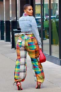 T Selling Products Women Paneled Multi-pocket Asymmetrically <strong>Positioned</strong> Printed Cargo <strong>Pants</strong> for Ladies - Product Image 6