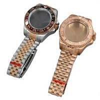 Boîtier de montre pour homme en or rose bicolore 44 mm, boîtier en acier inoxydable, bracelet en acrylique, SUB GMT Mod NH34/NH35/NH36/ETA2824/DG3804 Jubilee