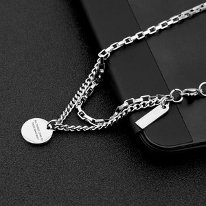 New Retro Simple <b>Titanium</b> Steel Circular Letter Shaped Pendant Necklace Silver Plated Unisex's Necklaces Fashionable Jewelry - Product Image 2