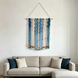 Tapiz de Pared de Macramé con Borlas de Cuerda de Algodón Hecho a Mano para Decoración de Fondo de Aula o Casa - Product Image 1