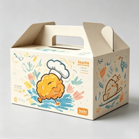 Boîtes en carton personnalisées pour hamburgers, frites, poulet et sushis avec poignée et doublure, emballages jetables pour la restauration rapide à emporter