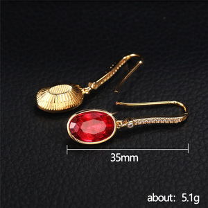 Orecchini Pendenti Ovali Rossi Minimalisti per Donne, Gioielli per Orecchie Ispirati al Vintage e Versatili - Product Image 5