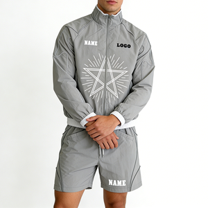 Custom <strong>Men's</strong> Casual Tracksuits Windproof Quick Dry Stand Collar Jacket <strong>Shorts</strong> Set Lightweight Breathable Streetwear ODM OEM - Product Image 2