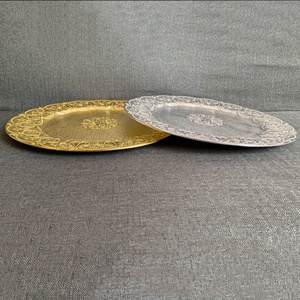 4 Couleurs Placage 13Inch Luxury Premium Thick Reusable Royal Texture Banquet Décoratif pour Table à manger Home Charger Plates - Product Image 5