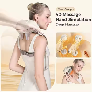 Masaje 4D portátil e inalámbrico Simulación de mano Masajeador de cuello de amasado de tejido profundo con función de compresión en caliente - Product Image 4