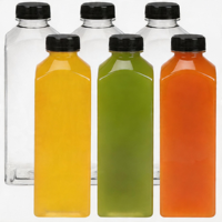 Bouteille de jus en plastique PET durable de 680 ml, forme carrée, avec bouchon anti-fuite, pour boissons fraîches, emballage en gros pour le marché américain.