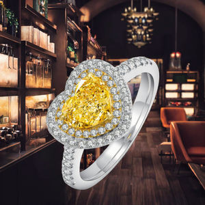 Anillo Clásico de Corazón para Mujer, Chapado en Oro, Plata de Ley 925, con Moissanita Amarilla/Blanca de 1CT, Engaste de Garras, Venta Caliente de Fábrica - Product Image 2