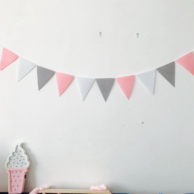 Pink Triangle Flaglets Colorful Custom Felt Triangle Pennant Flags for Parties