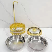 Élégant Réchaud Buffet Rond Isolé en Acier Inoxydable Doré 10L avec Support Suspendu pour Plats, Idéal pour Hôtels, Banquets et Services de Traiteur