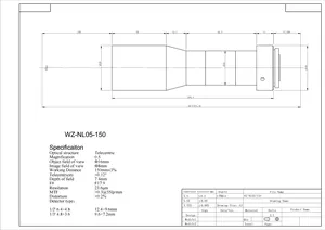 NL การขยาย 0.5 การบิดเบือนต่ํา C Mount เครื่องวิชันสแกนอุตสาหกรรมเลนส์กล้องเลนส์ Telecentric