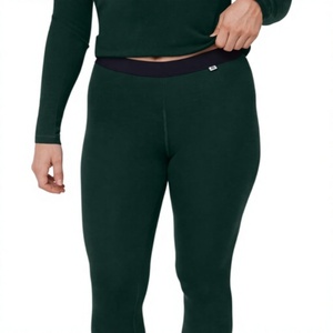 Leggings noirs taille haute pour femmes, coupe slim, en coton tricoté, couleur unie, respirants, séchage rapide, style vintage, pantalon court, pour l'hiver et le quotidien - Product Image 1