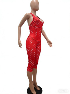 Viviblook Z406JP02 Combinaison décontractée pour femme, style halter, à pois, avec fermeture éclair et taille cintrée, longueur mi-longue, pour club - Product Image 5