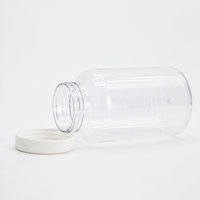 Bouteille en plastique PET transparente de 500 ml avec bouchon à pression et à vis ou pot de stockage pour poudre de supplément ou capsule