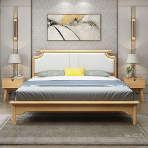 Nueva cama moderna de madera maciza 1,2/1,5/1,8 m cama doble muebles de troncos para cama infantil para <span class=keywords><strong>alquiler</strong></span> de apartamento en casa - Product Image 1