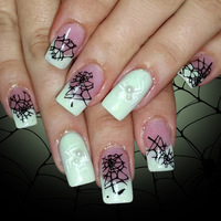 Lot de faux ongles gothiques pour Halloween, bordeaux et noir ombré, motif toile d'araignée argentée, à pression mécanique, 24 pièces