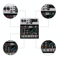 Petit mixeur audio professionnel 4 canaux avec 99 effets DSP, contrôleur DJ/console audio pour studio d'enregistrement et diffusion en direct