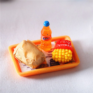 Venta de fábrica Casa de muñecas directa Comida en miniatura Simulada Hamburgo y papas fritas Set Artesanía de resina Comida rápida - Product Image 4