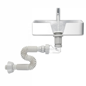 Tubo di Scarico Universale Flessibile Anti-intasamento per Lavabo con Valvola Pop-up, <span class=keywords><strong>Sifone</strong></span> Estensibile Anti-odore per Bagno Senza Utensili - Product Image 1