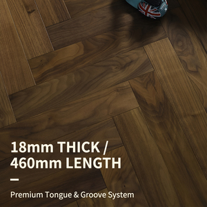 Solid Black Walnut Herringbone <strong>Flooring</strong> 460x90x18mm Hardwood Click System <strong>for</strong> Living Room Kitchen <strong>Outdoor</strong> Basement Gym Water - Product Image 3