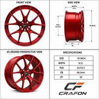 Velg Alloy Forged CF 5x100 5x112 5x114.3 5x120 5x130 COCOK untuk 911 5 Lubang Merah Multi Spoke Sport Rims